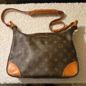 LOUIS VUITTON Boulogne 30 Shoulder Bag Monogram Leather Brown Authentic